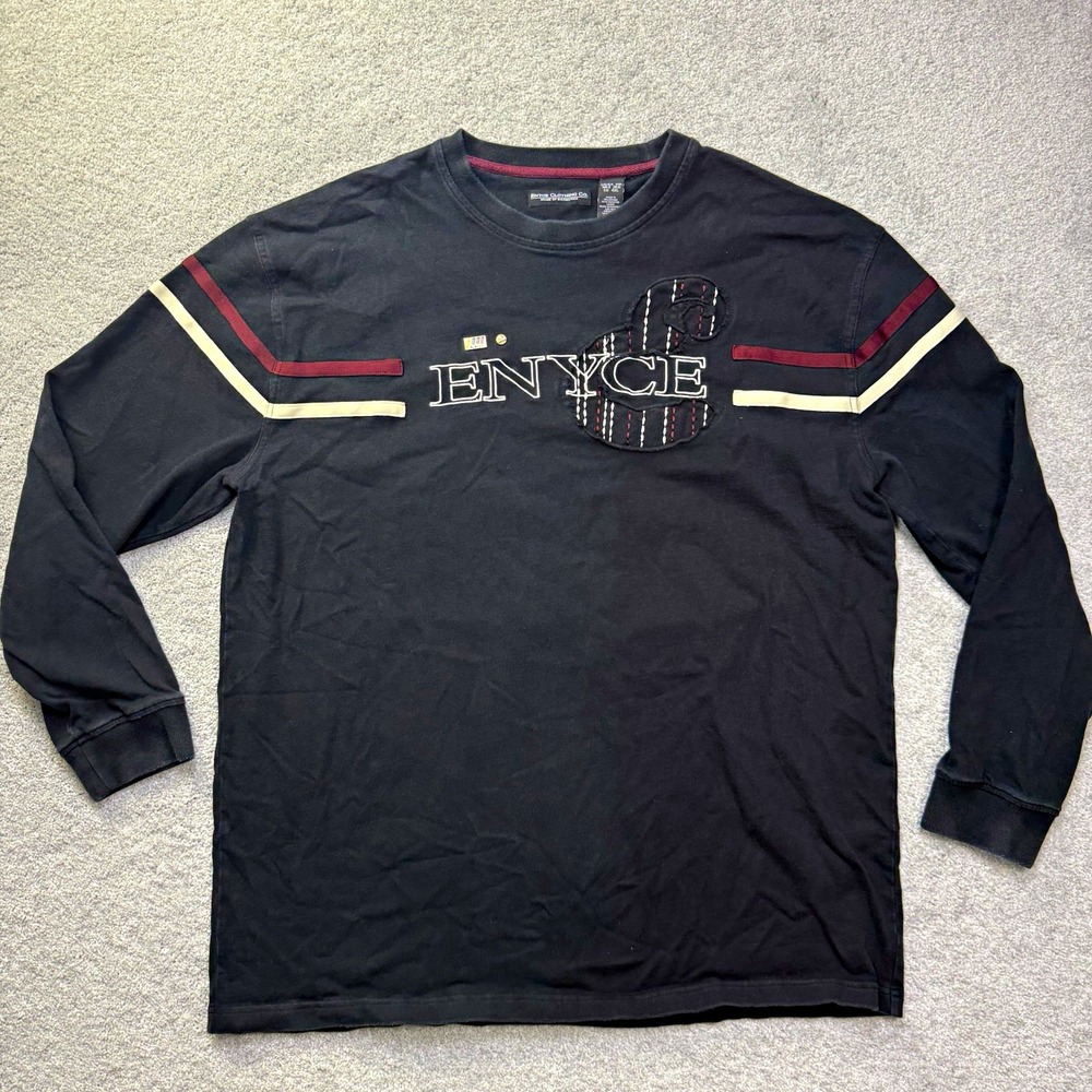 Vintage Enyce Long Sleeve Shirt Mens 3XL Black Embroidered Logo 1996 Hip Hop Y2K